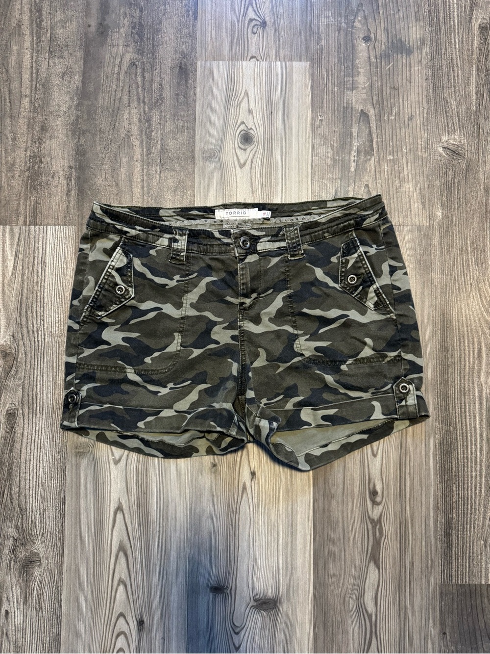 torrid Olive & Black Camo Shorts